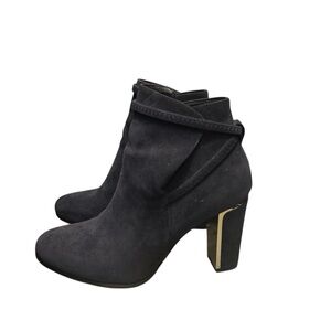 Elegant Navy Blue Ankle Boots with silver Accent heel